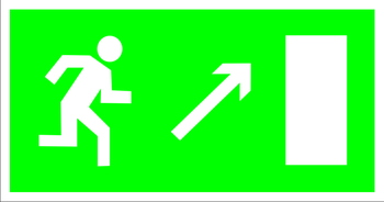 E05 направление к эвакуационному выходу направо вверх (пластик, 300х150 мм) - Знаки безопасности - Эвакуационные знаки - . Магазин Znakstend.ru